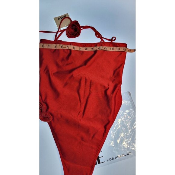 SAME LOS ANGELES One Piece Swimsuit Womens Color Red Large Flower - Picture 9 of 11